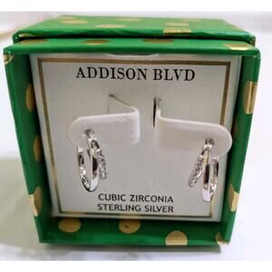 Addison Blvd Sterling Silver CZ Small Hoop Earrings New Sweet Kids Girls 1/2"